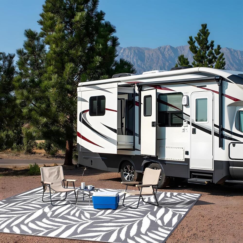 OLANLY Outdoor Rug 6x9 Grey White Reversible Waterproof Patio RV Camping New - Picture 8 of 8